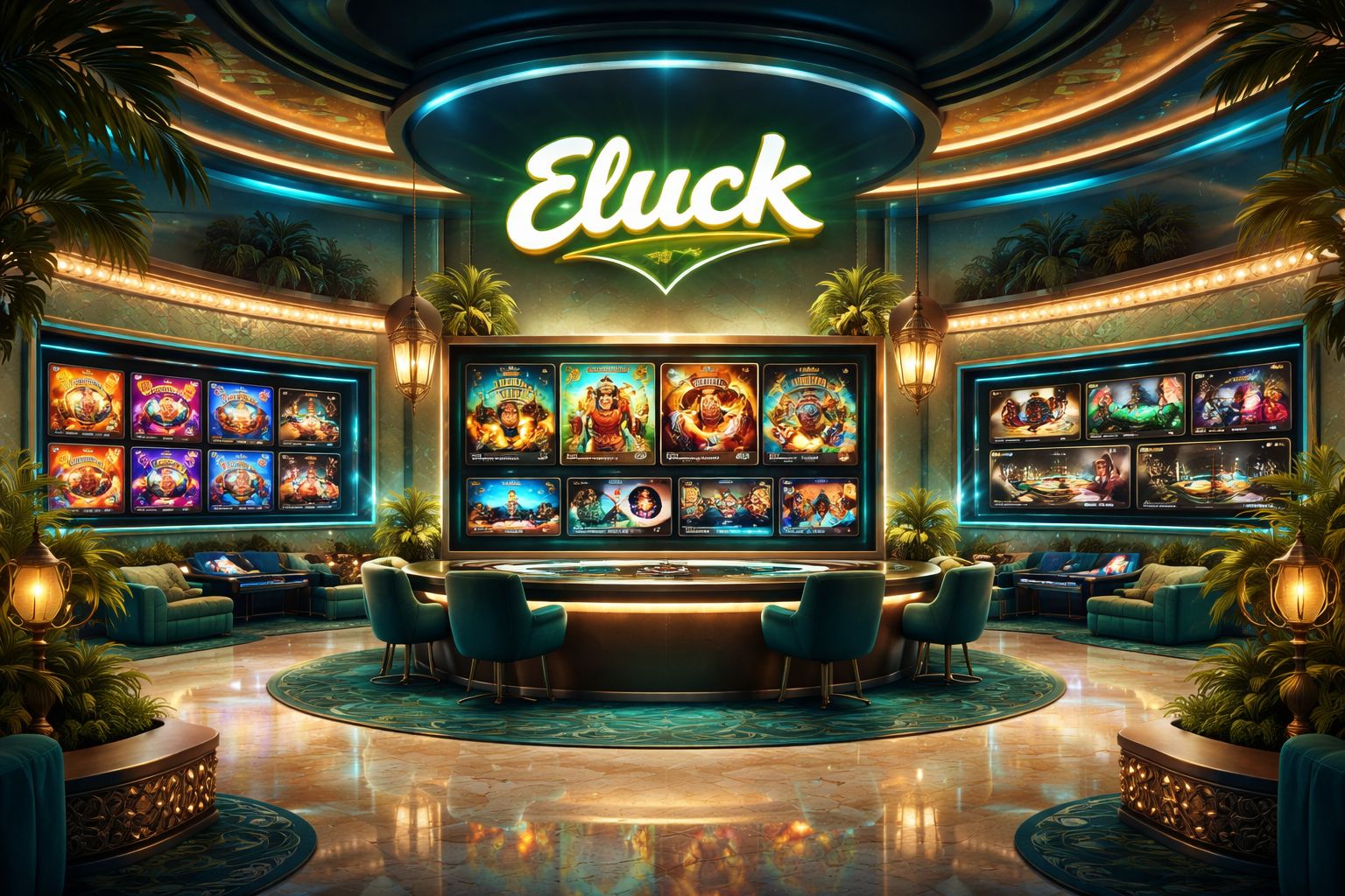 Vestíbulo principal de Eluck Casino con juegos en vivo y tragamonedas para México