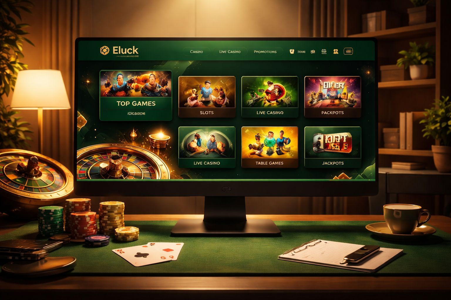 Vista general de la plataforma de casino en línea Eluck para jugadores mexicanos
