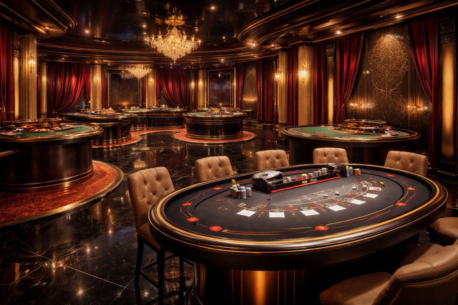 Escena elegante de estudio de casino en vivo para Eluck con ambiente de juego en mesa e iluminación pulida.